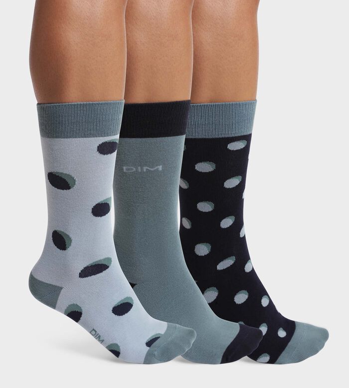 Pack of 3 pairs of black Basic Coton mid calf cotton socks for men
