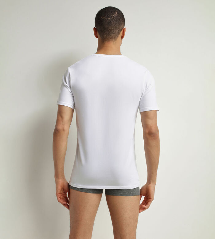 Pack of 2 t-shirts men's White organic cotton V-neck Dim Good, , DIM