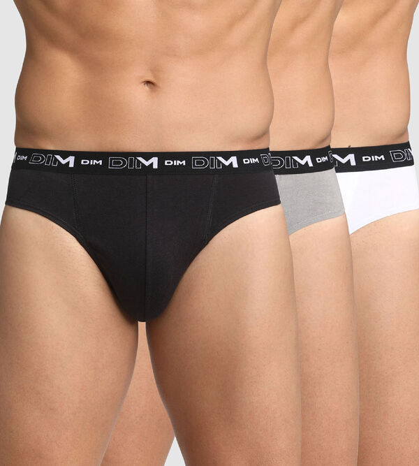 Pack of 3 pairs of black stretch cotton briefs for men