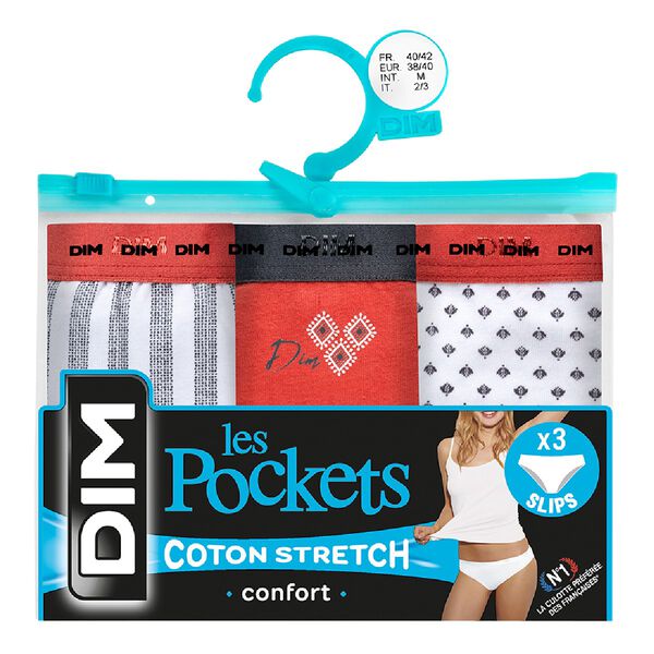 Pack x3 culots de algodón DIM  Culots mujer Les Pockets de DIM Pretty