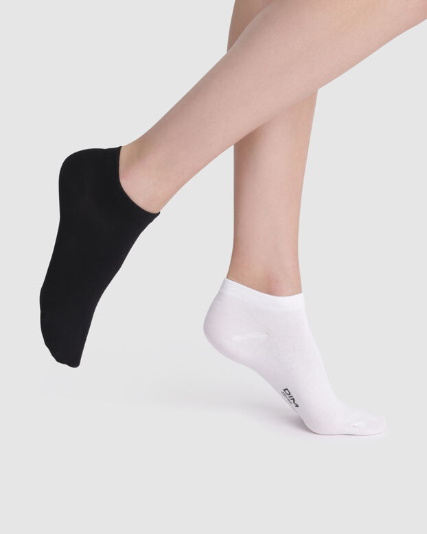 Pack of 2 pairs of charcoal & black mid calf socks for women