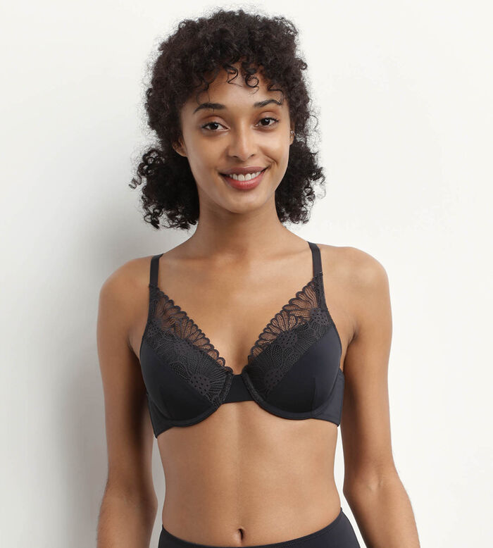 Full cup tulle and lace bra in Violet DIM Fleur
