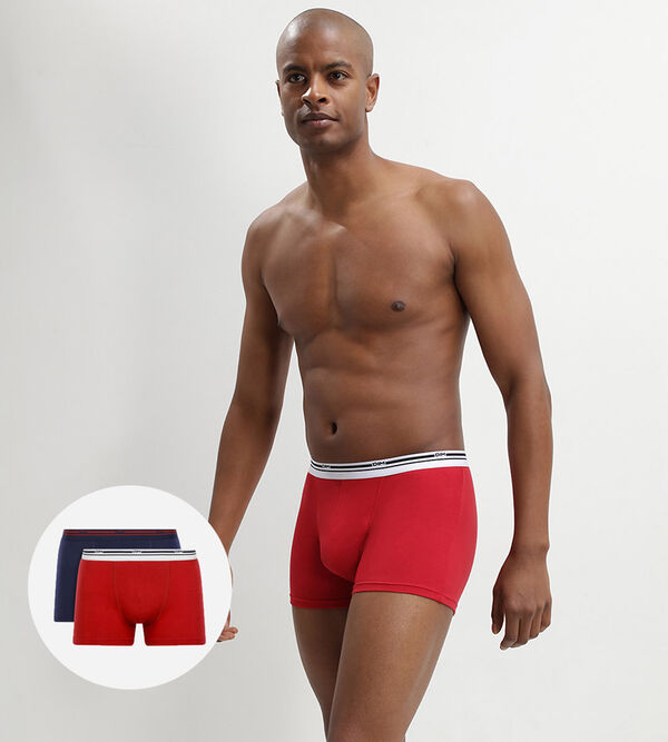 2 Pack stretch cotton trunks Lava Red and Denim Blue Daily Colors