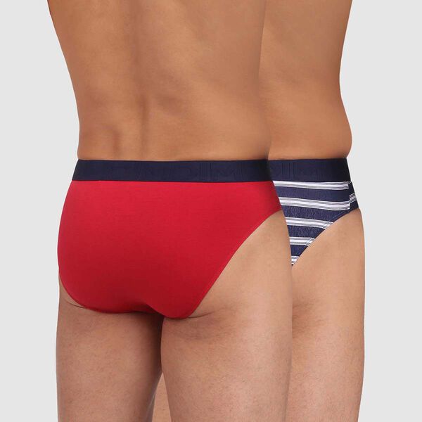 Classic colors 2 pack briefs in denim blue and red with contrast