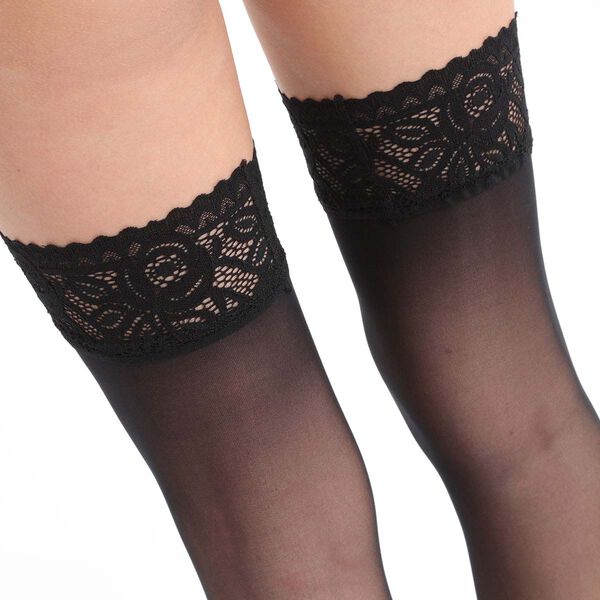 Black DIM Signature lace top stockings
