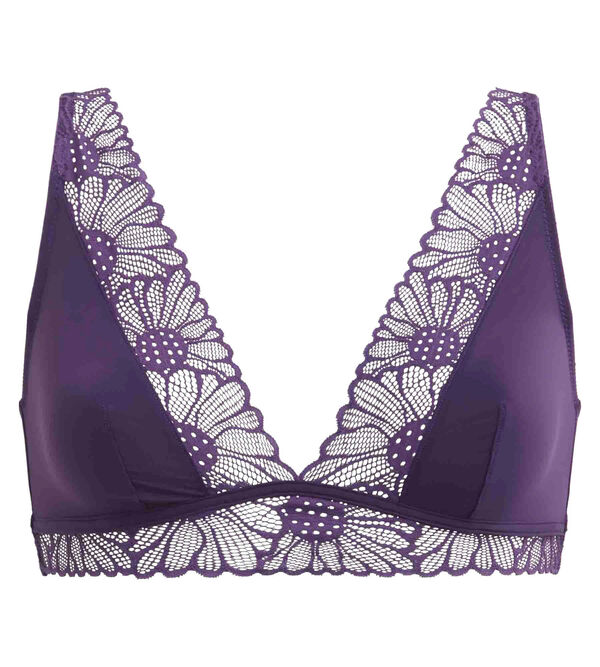 Padded lace triangle bra in Purple DIM Fleur