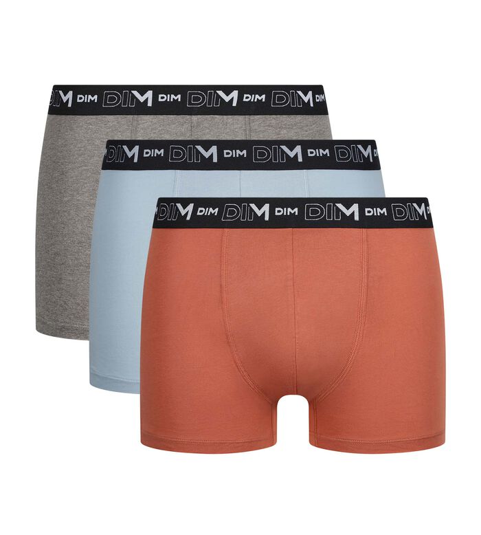 Pack of 3 boxers cotton stretch men's Grey Dim, , DIM