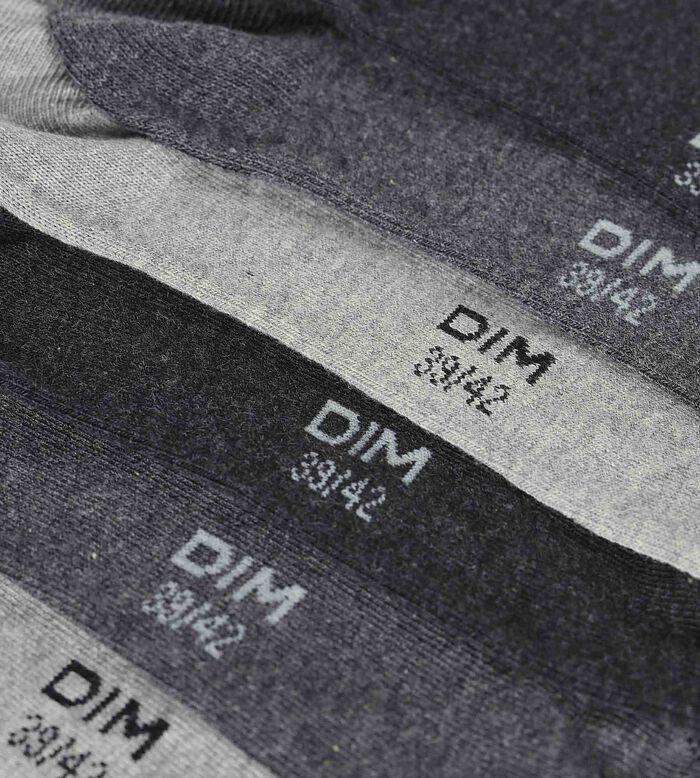 Pack of 3 Women's Anthracite Grey Short Socks Dim Cotton, , DIM