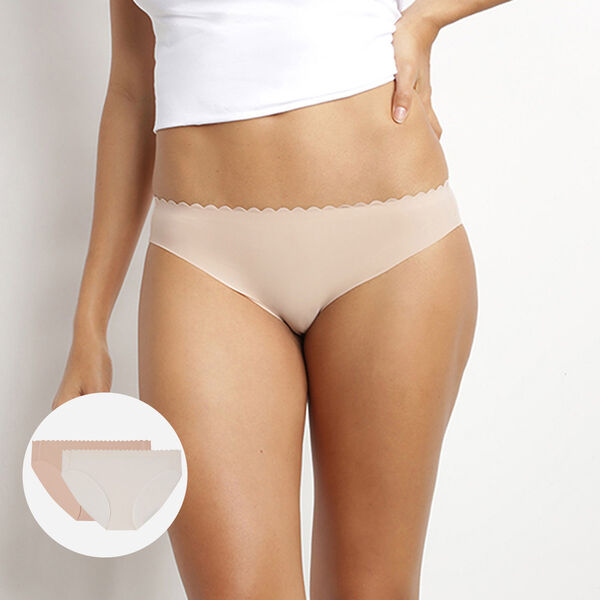 2-pack Invisible Light Shape Thong Briefs - Beige - Ladies
