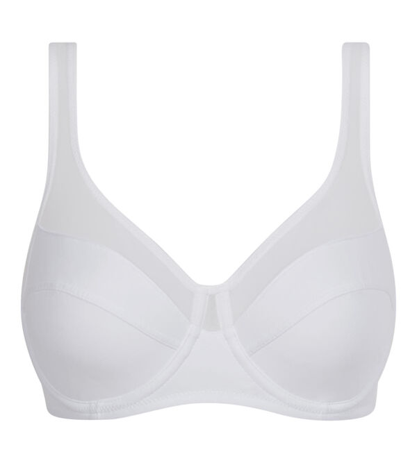 Tulle push-up bra and Brazilian brief set Woman, White