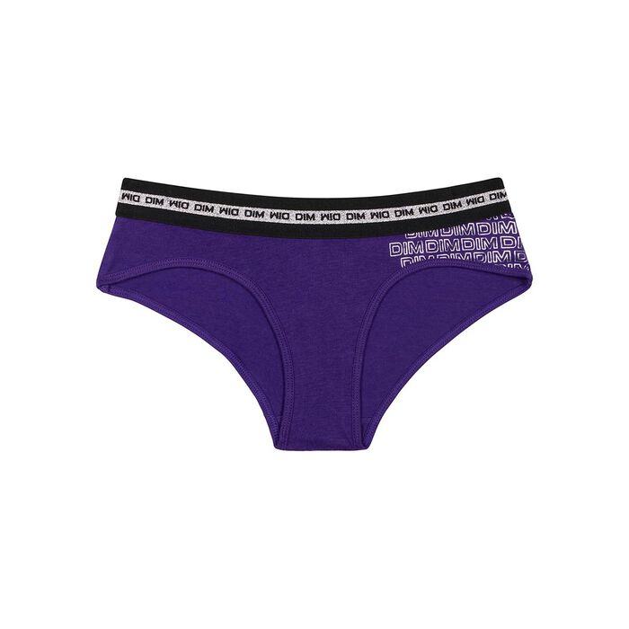 Girls' Purple Dim Sport stretch silver-print cotton boxer shorts, , DIM