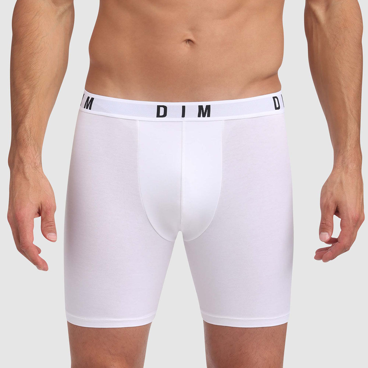 DIM Originals men s modal cotton long boxers in white