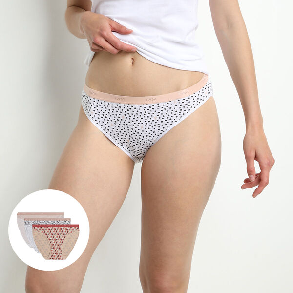 Pack of 3 pairs of Les Pockets stretch cotton bikini knickers in