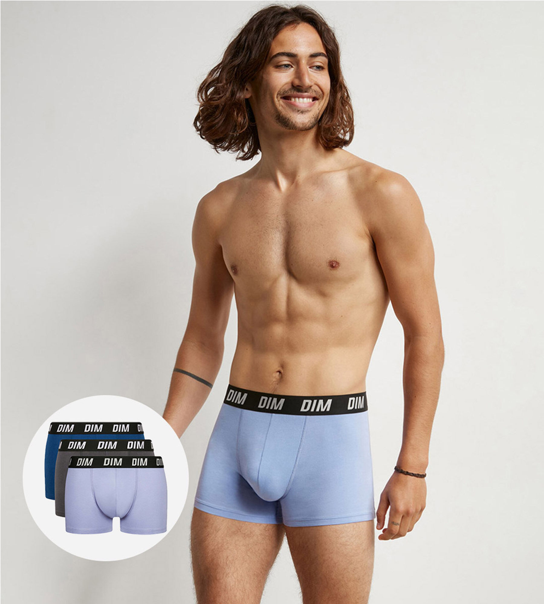 Dim Sport Parma Blue Pack of 3 men s boxers with active temperature regulation