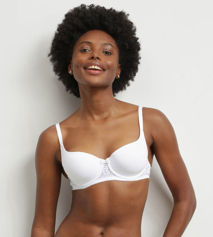 Soutien-gorge corbeille en dentelle florale recyclée Blanc Dim Sublim, , DIM