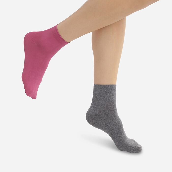 Pack of 2 pairs of women's second skin ankle socks in black