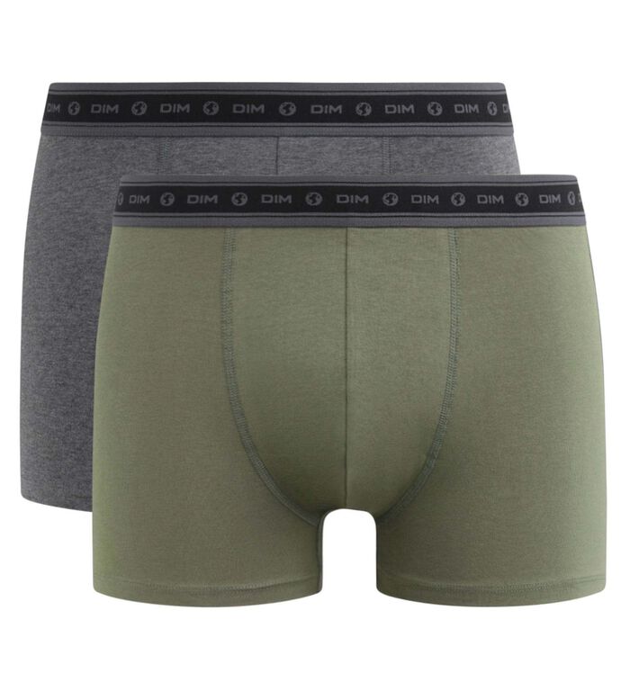 Pack of 2 boxers men's Charcoal and Green organic cotton Dim Good, , DIM