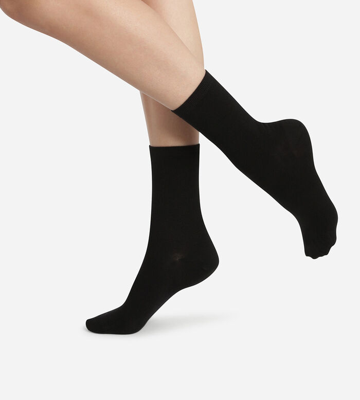 Pack of 2 pairs of black Light Coton invisible sock liners for women