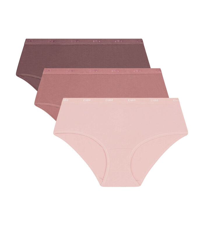 Pack de 3 bóxers de mujer de algodón rosa nude Les Pockets EcoDim, , DIM