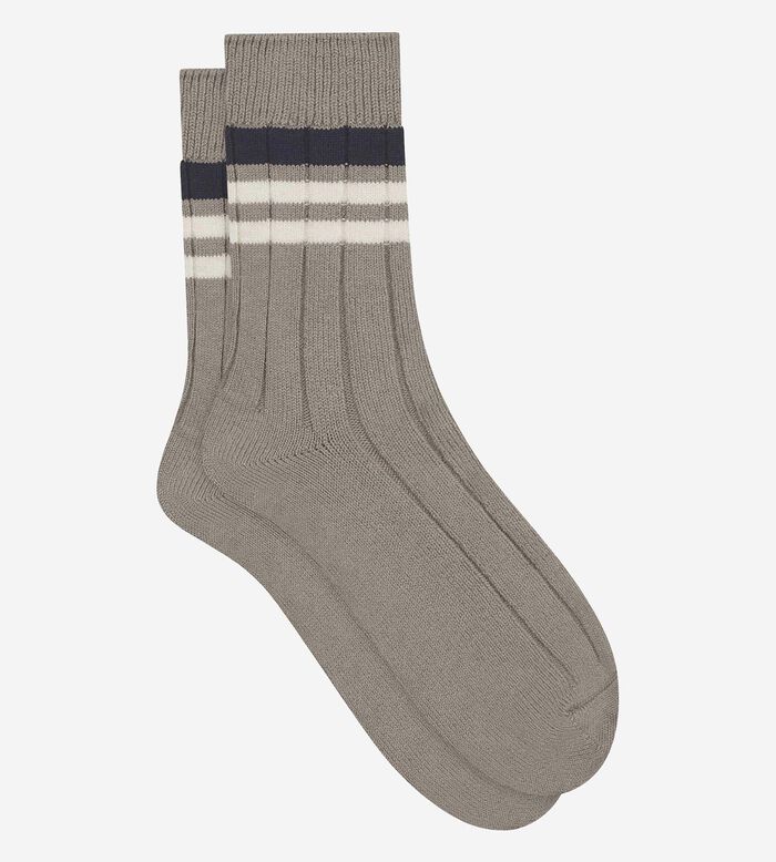 Men's grey striped ribbed socks Dim Bamboo, , DIM