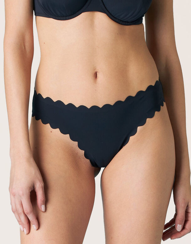 Black microfibre Brazilian bikini bottom, , DIM
