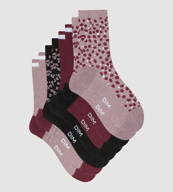 Pack of 4 pairs of women's socks in Garnet Black with spots Ecodim
