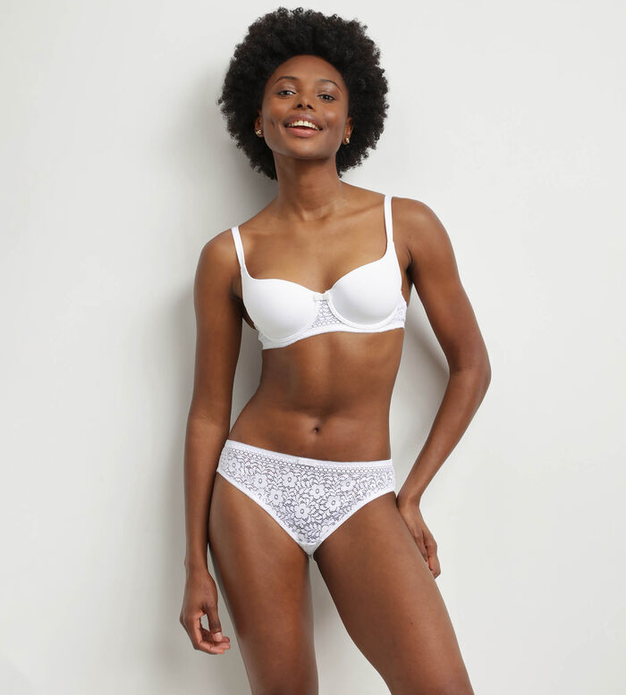 Soutien-gorge corbeille en dentelle florale recyclée Blanc Dim Sublim, , DIM