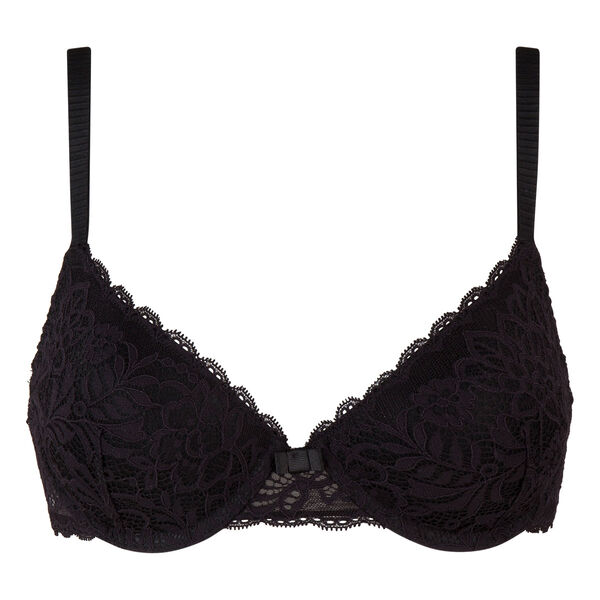 YUUMIN Woman's Lace Sheer Embroidery Balconette 1/4 Cup Push Up