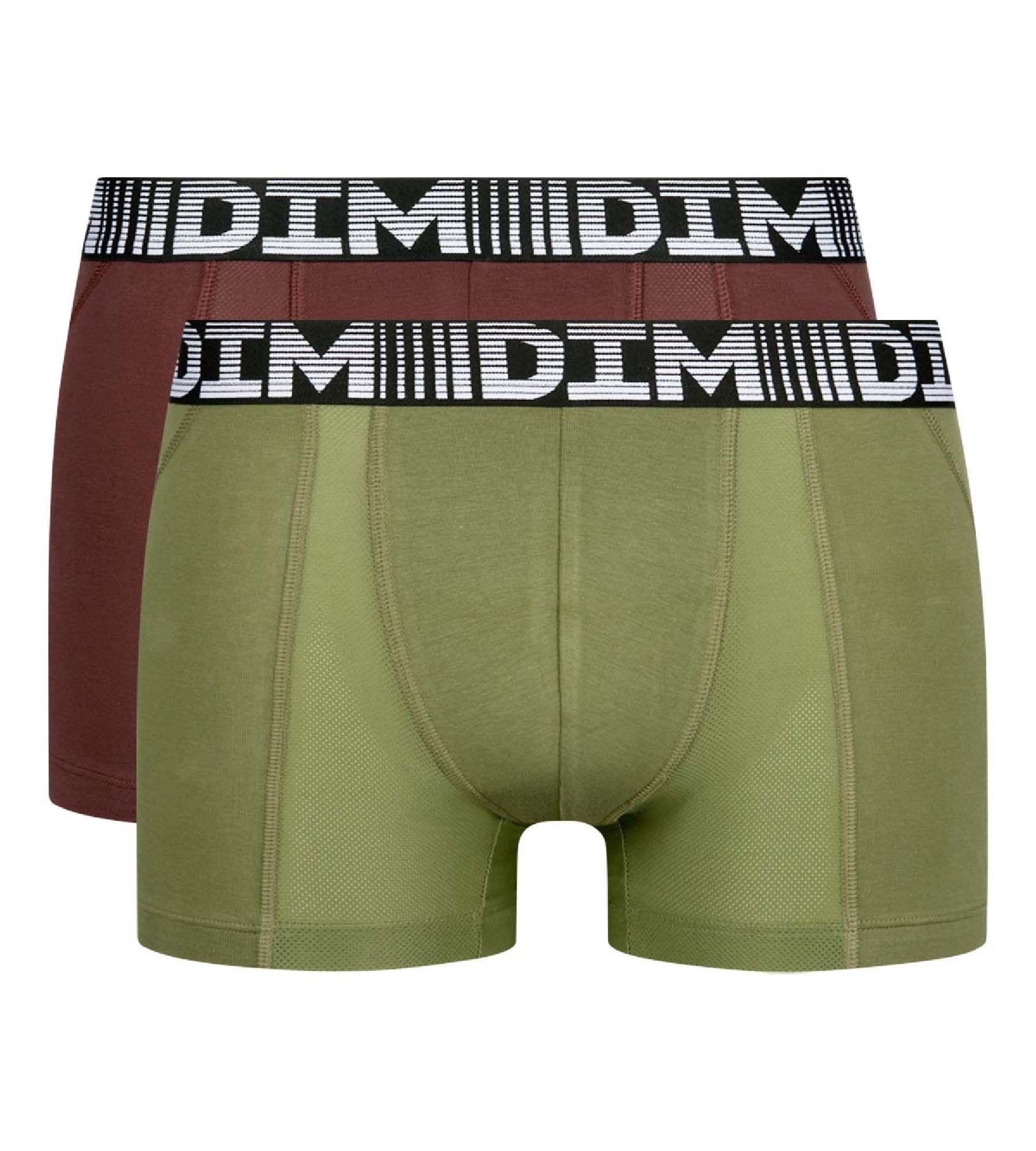 Pack of 2 men s breathable cotton and lycra Khaki 3D Flex Air boxers