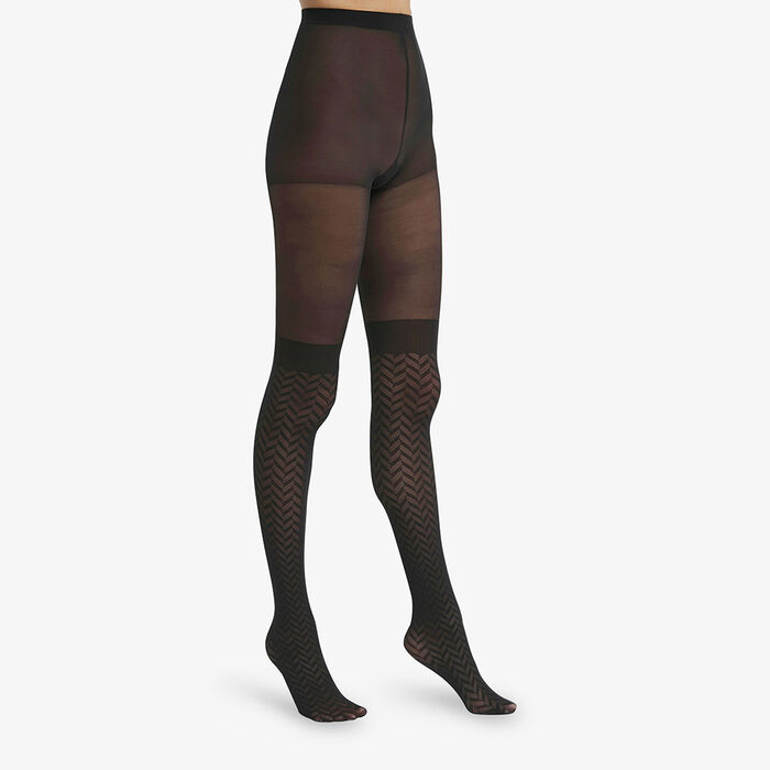 Women's eco-friendly recycled polyamide 60 tights in Black Green by Dim