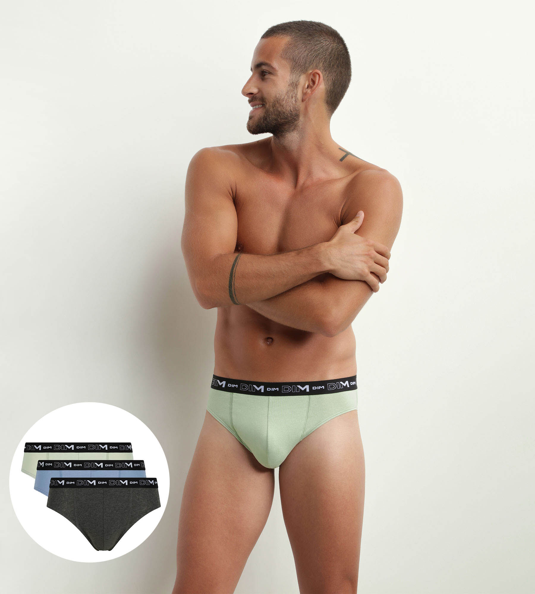 Pack de 3 slips de hombre de algod n Azul Pistacho y Negro Coton