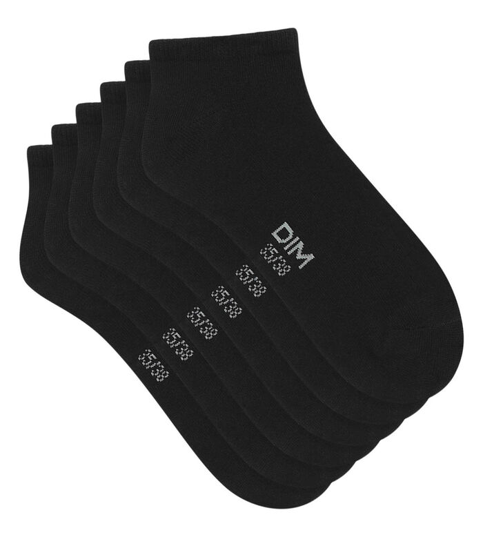 Pack of 3 Women's Short Socks Black Dim Cotton, , DIM