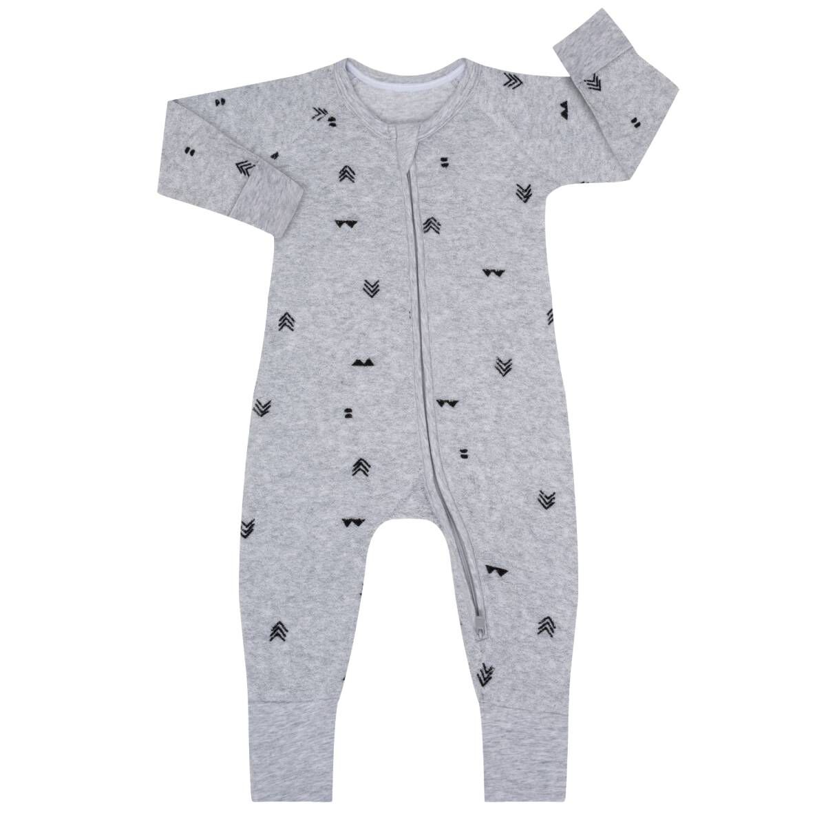 Pyjama bebe zippe bouclettes imprime Indien gris DIM Baby