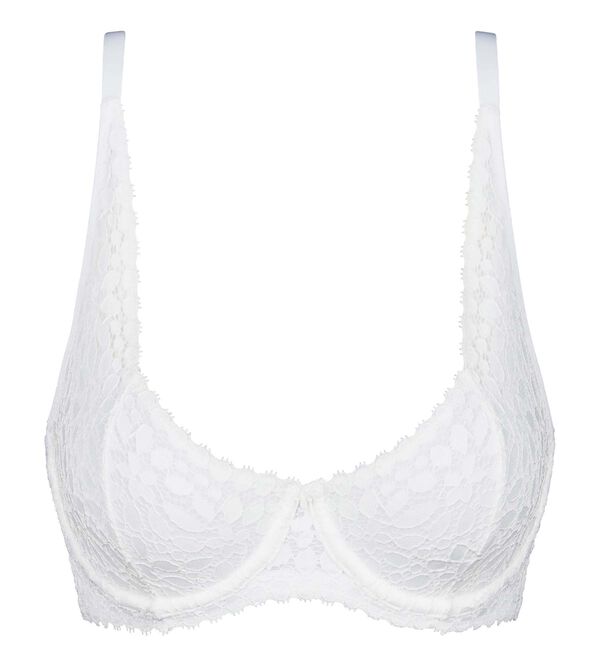 Floral Mesh Underwired Non-padded Lace Bra - White NYB221 – Nykd