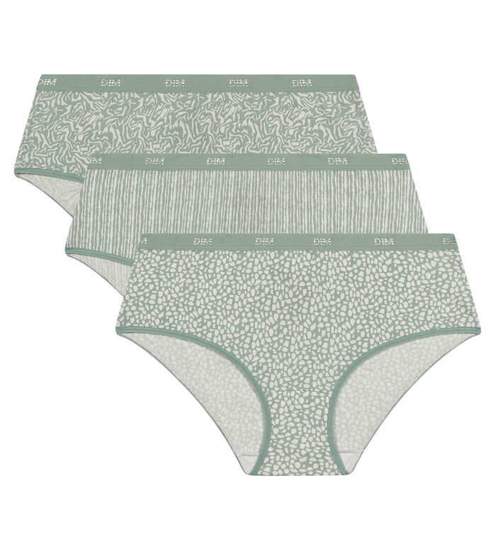 Pack de 3 culottes de algodón elástico con animal print verde pastel Les Pockets, , DIM