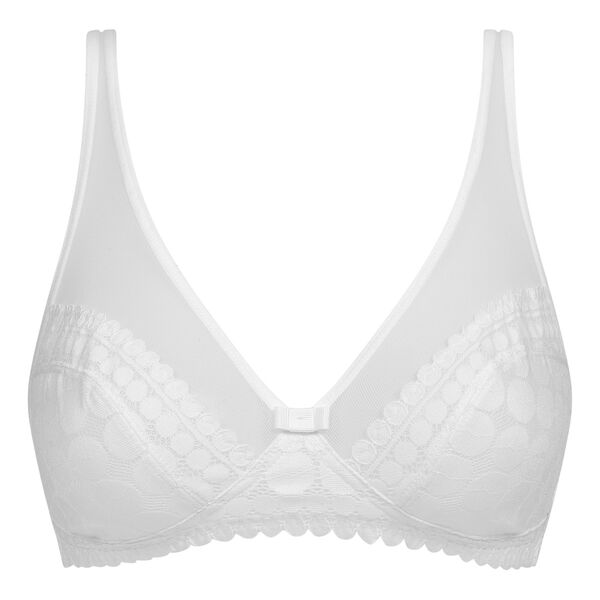 Women's non-wired bra in lace and polka dots White Generous