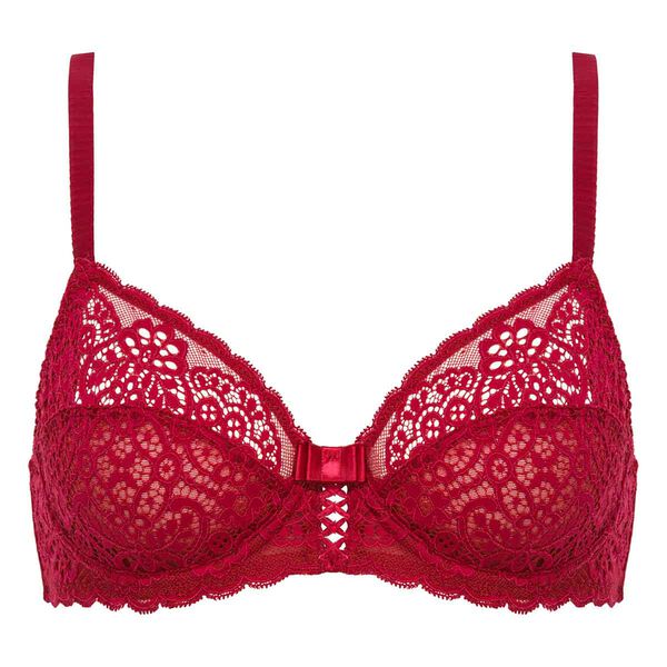 Enamor F089 Lace Bra - Medium Coverage Padded Wirefree - Red Chilli Pepper  36B
