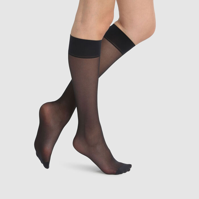 4 pack black sheer knee-socks 15D EcoDIM