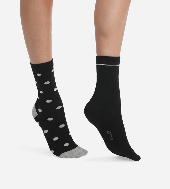 Pack of 4 pairs of women's socks in Garnet Black with spots Ecodim