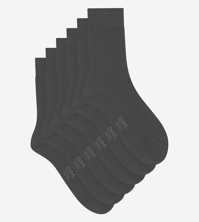 Pack of 3 Pairs of Men's Anthracite Comfort Cotton Socks Dim, , DIM