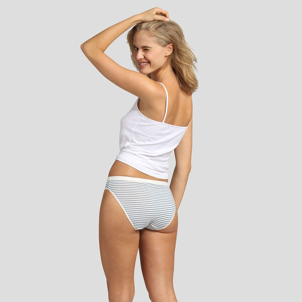 Pack of 2 pairs of organic cotton midi knickers in black and white