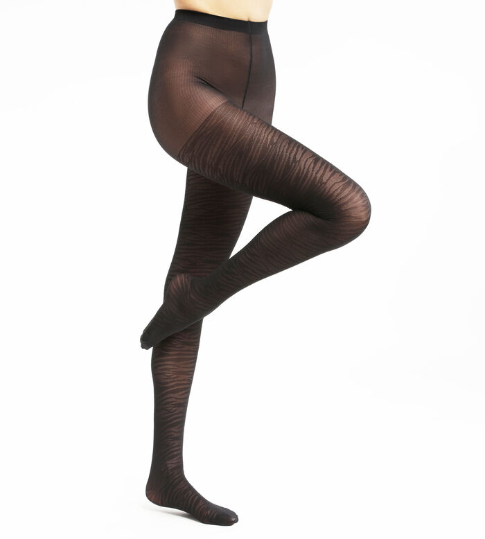 Women's sheer tights in black with zebra print Dim Style, , DIM