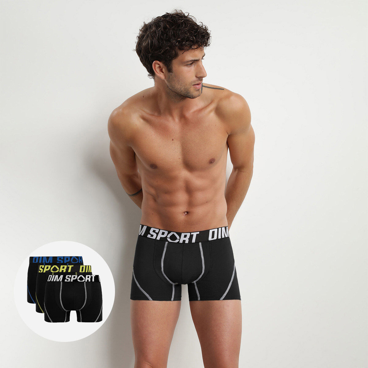 Pack of 3 men s Black Dim Sport active thermo regulating cotton boxers