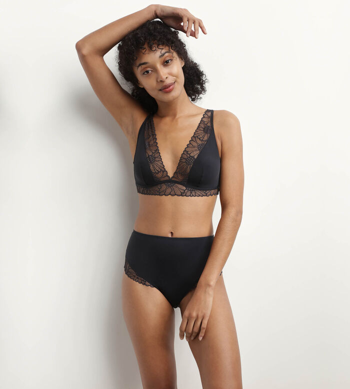 Triangle tulle and lace bra in Yellow Fais-Moi Une Fleur