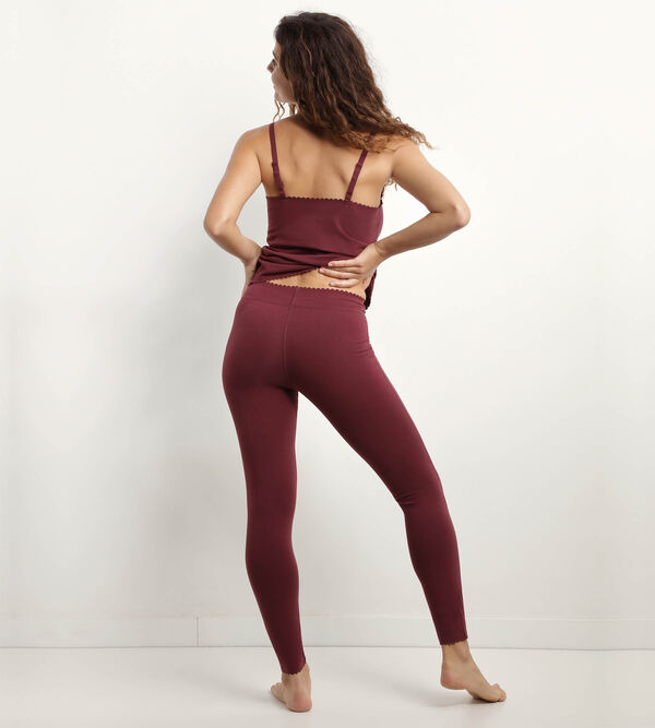 Women's Dark Ruby opaque stretch cotton leggings Body Touch Easy