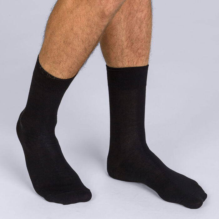 Pack of 3 pairs of charcoal Basic Coton mid calf cotton socks for men
