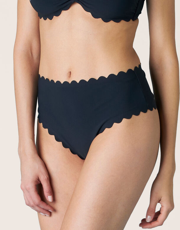 High-rise black microfibre bikini bottom, , DIM