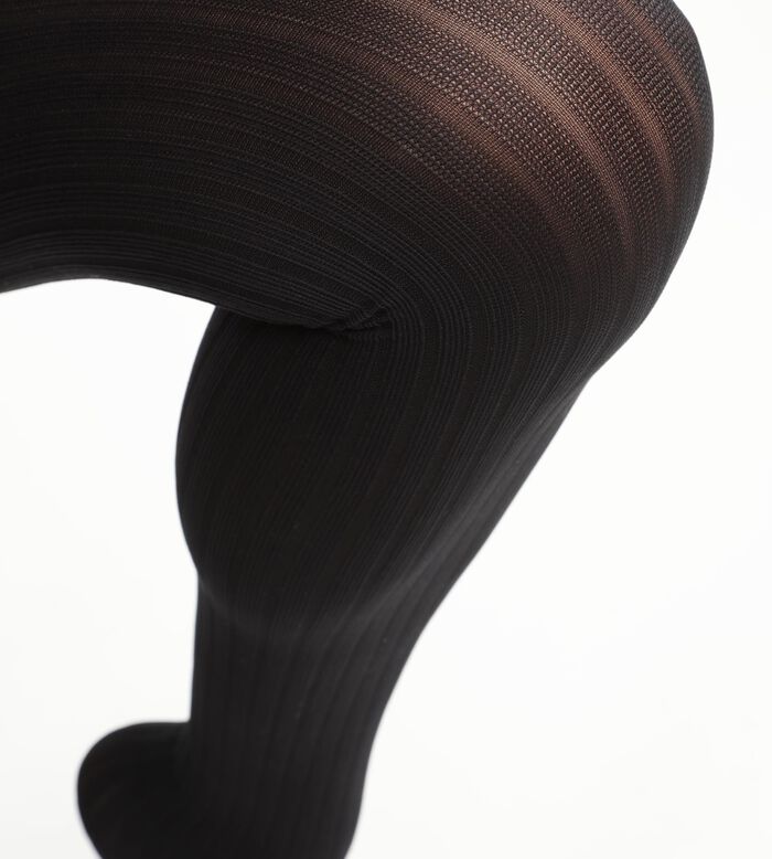 Women's semi-opaque flat rib tights Black Dim Style, , DIM