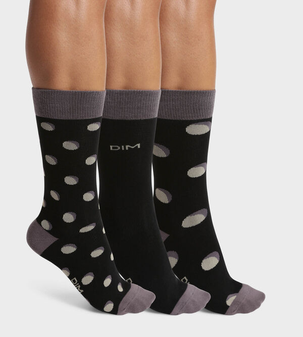 Pack of 3 pairs of men's polka dot socks in Gray Black EcoDim Style
