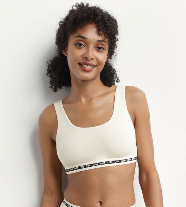 Padded triangle bra in modal cotton Black with polka dots Dim Icon